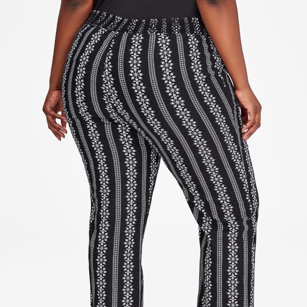 NWT ASHLEY STEWART black & white stripe linen pant